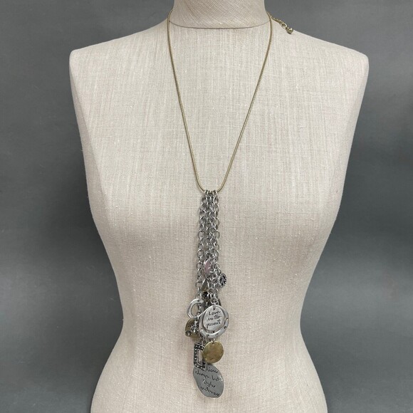 Chico's Convertible Charms Gold-tone Silver-tone Long Necklace NWT - Picture 1 of 7